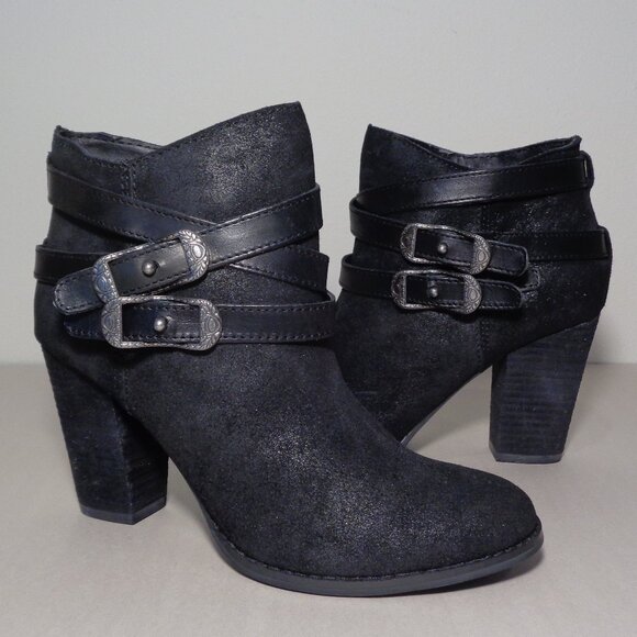 Reba Size 8.5 M / ZANIA / Black / Leather / Heeled Ankle Boots New Women's Shoes - Picture 1 of 16